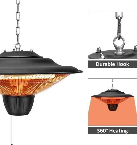 Waterproof heater for pergola